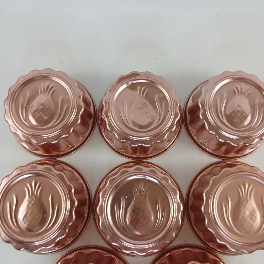 Copper-toned  Vintage Aluminum Individual Tart Jello-O Mold/Pan Set Of 8 3.5